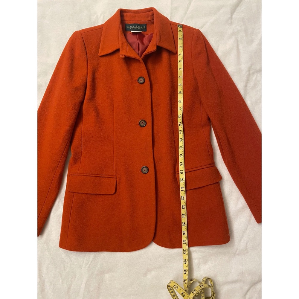 Harve Benard Vintage Wool Cashmere Blazer Orange Rust Button Up Jacket Size 8 - Picture 6 of 9